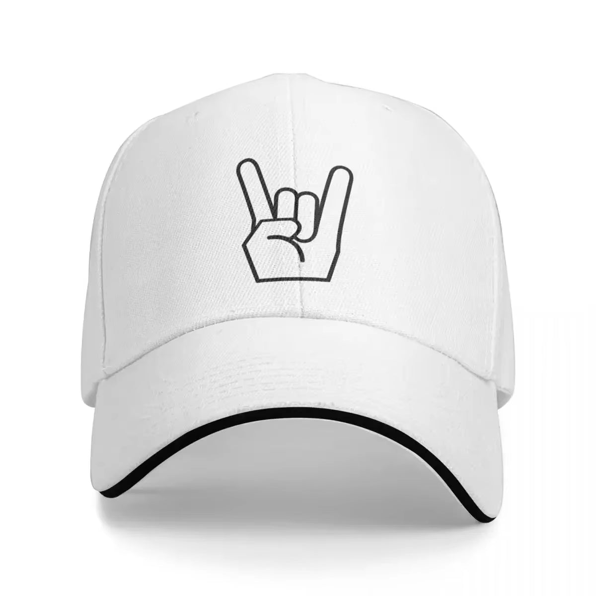 Rock Devil Horns Simple Icon Baseball Cap Anime Male Adjustable Hat Girl Men'S Streetwear for Sun Protection