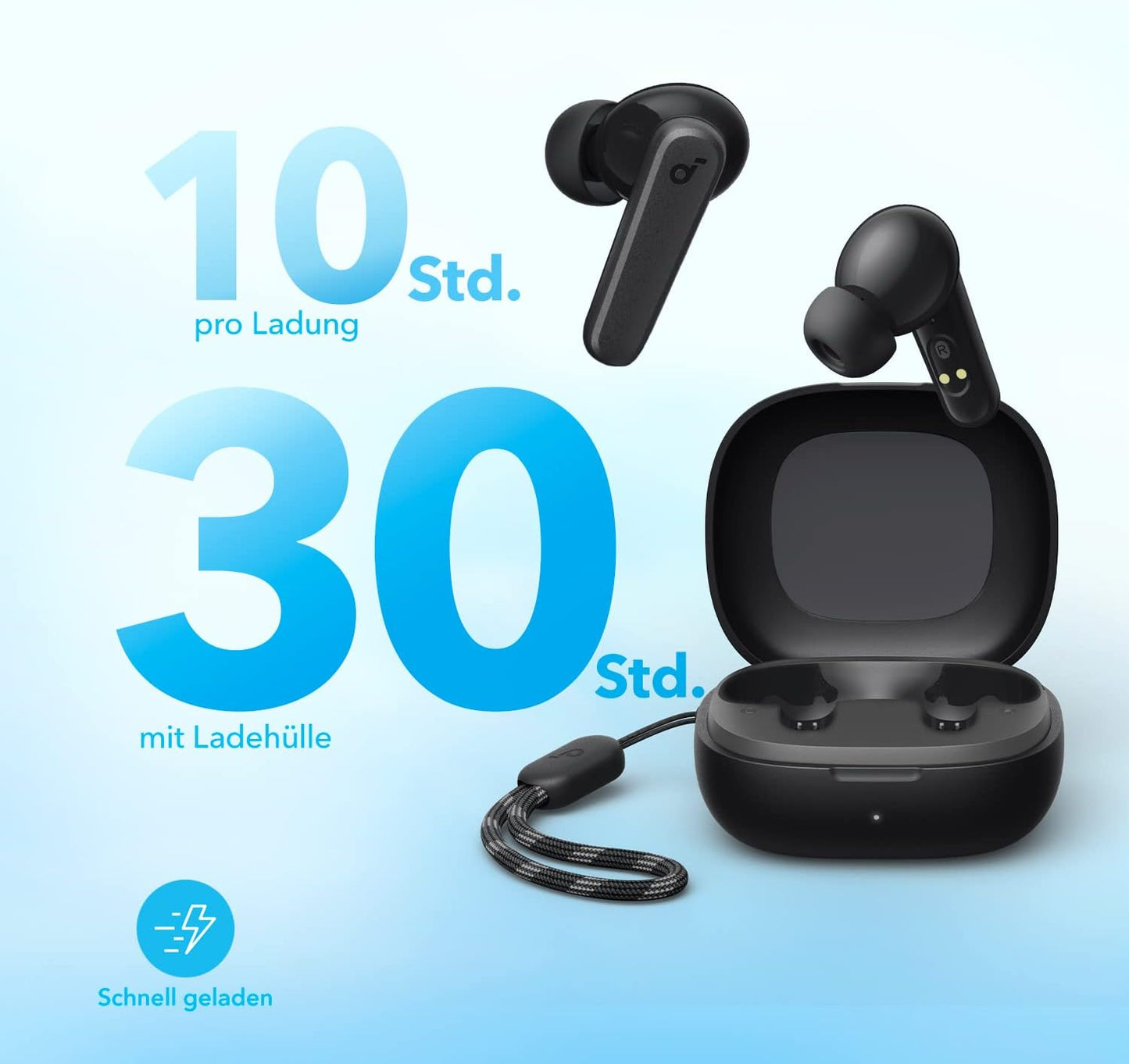 Soundcore by Anker P20I Kabellose Bluetooth Kopfhörer In-Ear, 10Mm Treiber, Bluetooth 5.3, Anpassbarer EQ, 30 Std. Spielzeit, IPX5 Wasserfest, 2 Mikros Mit KI, Einzeln Verwendbar (Schwarz)
