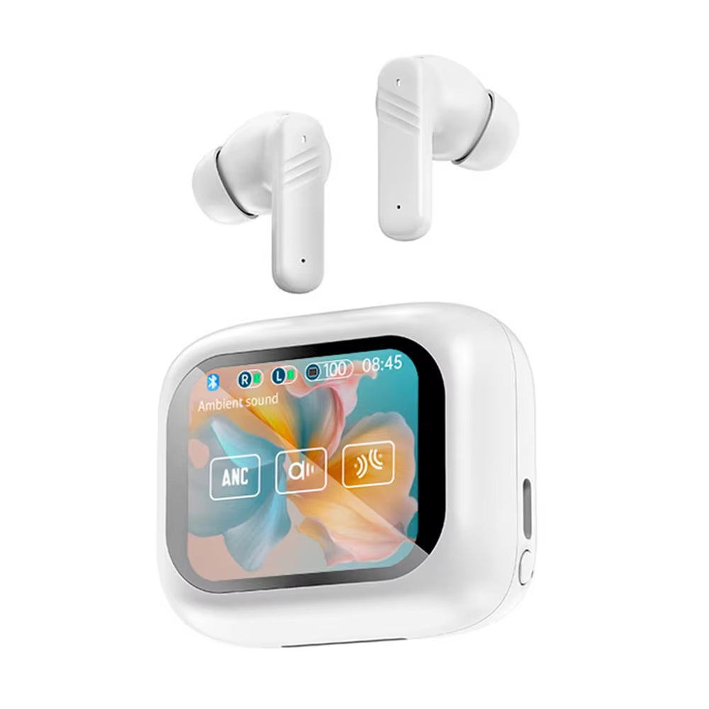 ANC Bluetooth Headset Colour Screen Touch Active Noise Cancellation Bluetooth 5.4 Headset HIFI Stereo Sports Headset Waterproof