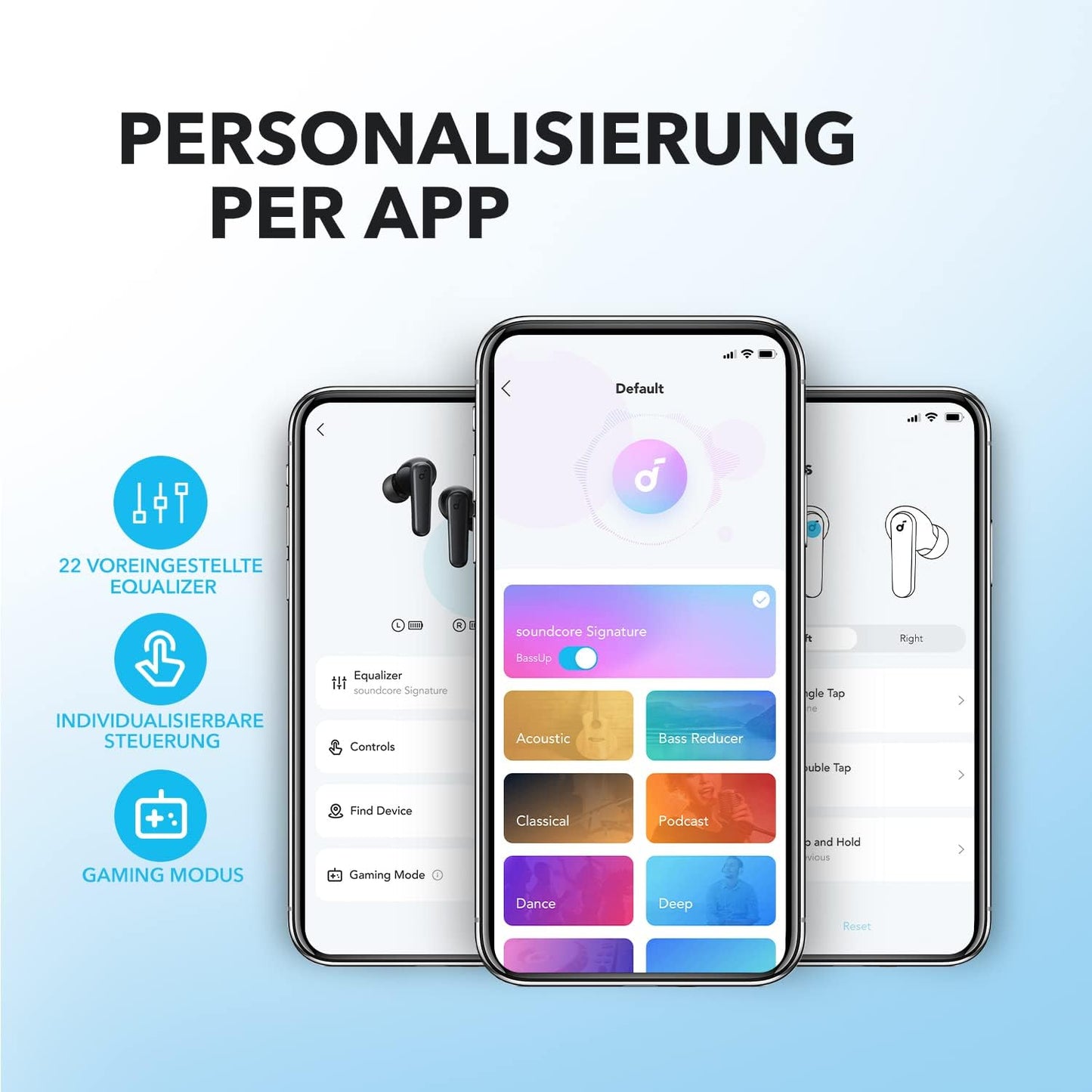 Soundcore by Anker P20I Kabellose Bluetooth Kopfhörer In-Ear, 10Mm Treiber, Bluetooth 5.3, Anpassbarer EQ, 30 Std. Spielzeit, IPX5 Wasserfest, 2 Mikros Mit KI, Einzeln Verwendbar (Schwarz)