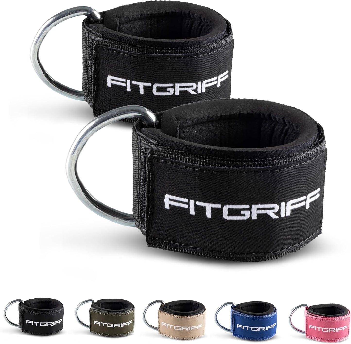 Fitgriff® Fußschlaufen V2 (Stark Gepolstert) - Für Fitness Training Am Kabelzug - Ankle Straps Fußfesseln Für Damen Und Herren