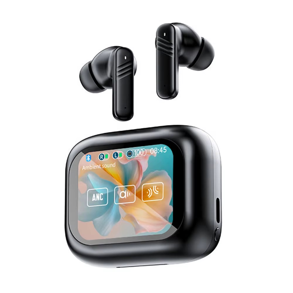 ANC Bluetooth Headset Colour Screen Touch Active Noise Cancellation Bluetooth 5.4 Headset HIFI Stereo Sports Headset Waterproof