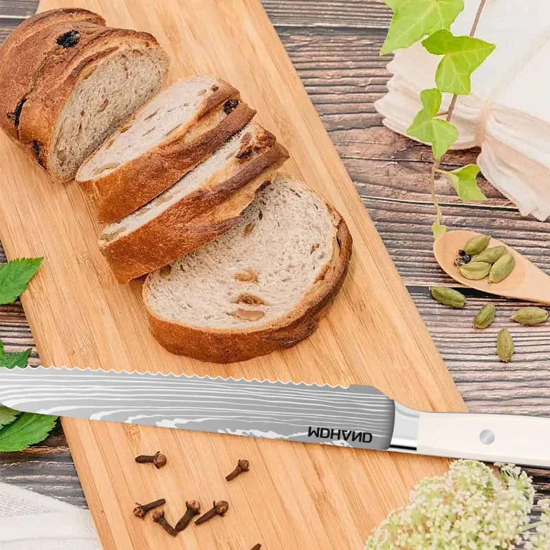 Küchenmesser Block Set 14-teiliges scharfe Klinge aus Edelstahl, elegante weiße Griffe mit rutschfestem, ergonomischem Griff - Homestro