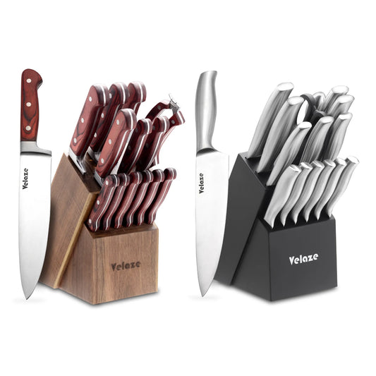 Hochwertiges Edelstahl Küchenmesser Set 14-teilig mit ergonomischem Holzgriff - Homestro