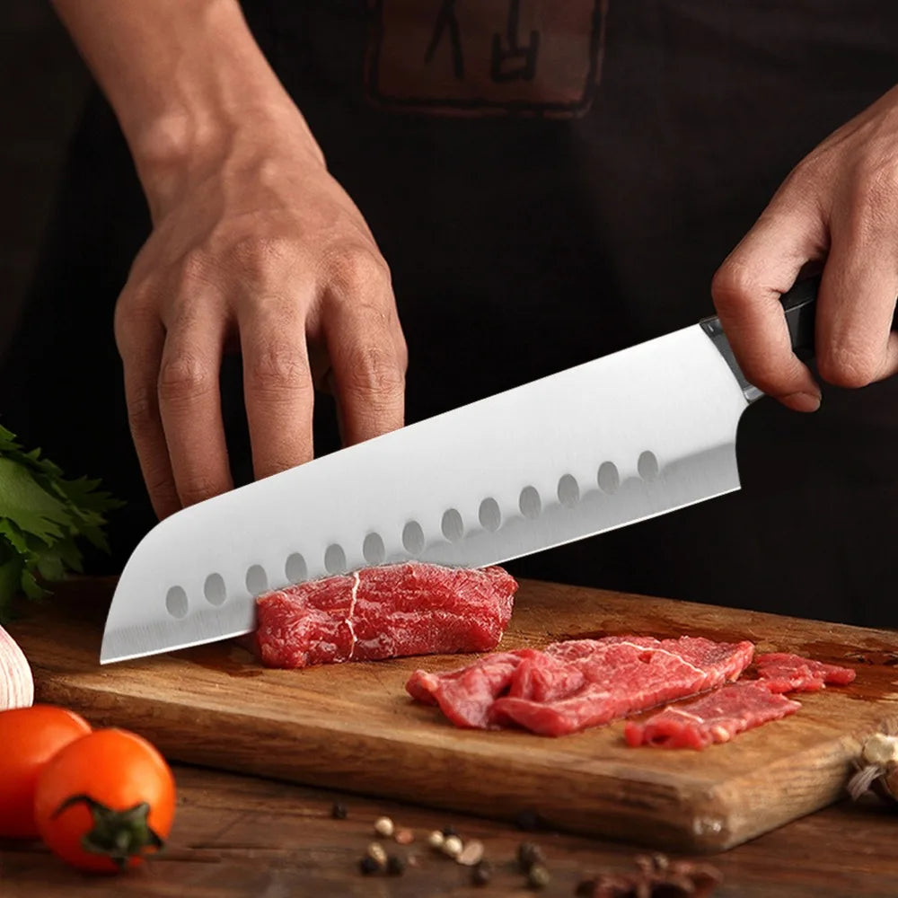 Küchenmesser-Set mit Holzblock 19-teiliges, scharfes Kochmesser aus Edelstahl zum Schneiden von Fleisch, Kochwerkzeug-Set - Homestro