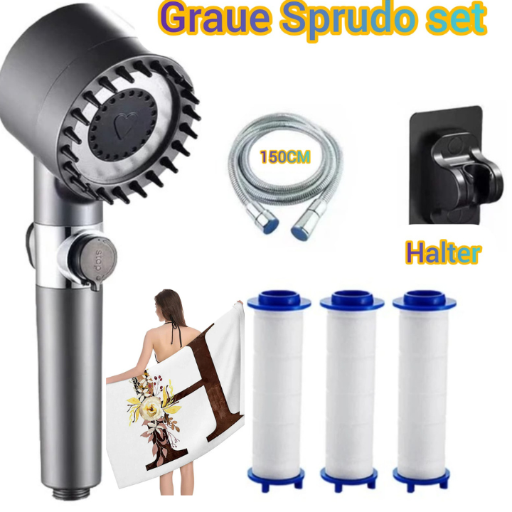 **"Sparender Hochdruck-Duschkopf mit Filter, Schlauch, Halter & Gratis-Handtuch – Dein Wellness-Paket!"**